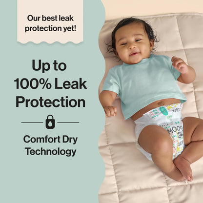 The Honest Company Clean Conscious Diapers for Delicate Skin | Up to 100% Leakproof | Hypoallergenic, Fragrance Free | Girl Prints | Club Box, Size 1 (8-14 lbs), 78 Count (Prints May Vary)