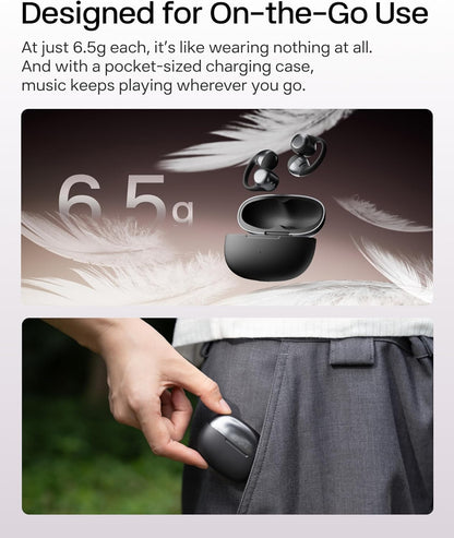 SHOKZ OpenDots ONE-Open-Ear Headphones, Clip-On Earbuds-Wireless Bluetooth Earbuds with Microphone-Secure, Lightweight, Comfort-Premium Dolby Audio-Water Resistant-Fast Charging-Up to 40 hrs Playtime