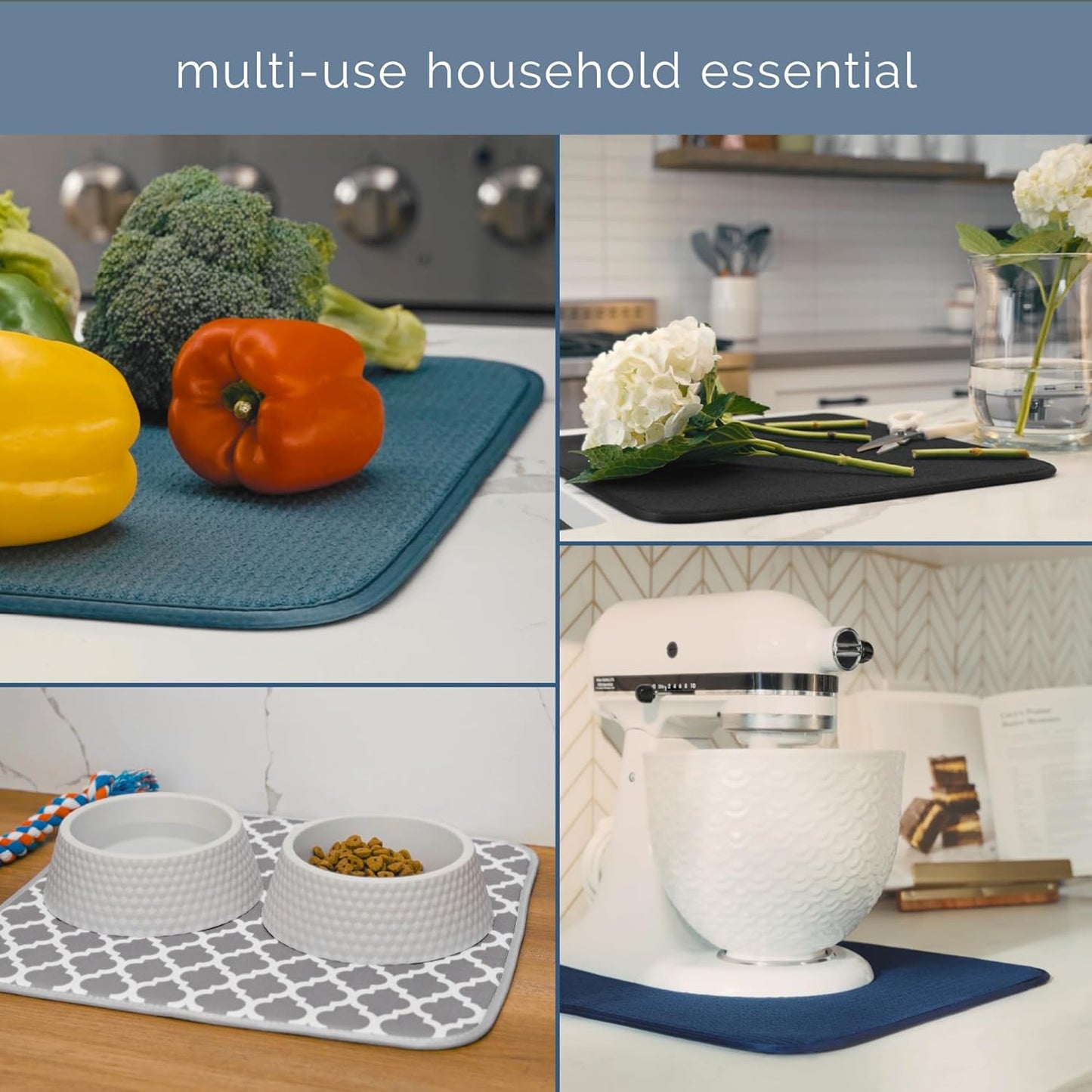 S&T INC. XL Dish Drying Mat - Absorbent Microfiber Kitchen Counter Pad | 18” x 24”, Charcoal
