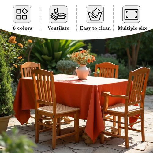 Fitable 6 Pack Rust Round Tablecloths - 120 Inches in Diameter - Stain Resistant and Washable Fall Table Clothes, Polyester Fabric Table Covers for Wedding, Party, Banquet, Formal Events