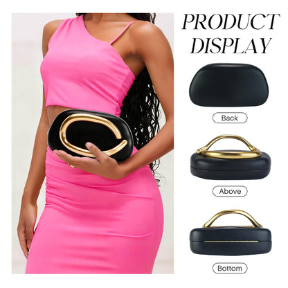 OOAAVVJL Clutch Purses for Women Formal,PU Leather evening bag with Chain,Metal Handle Handbag Crossbody for Wedding Party