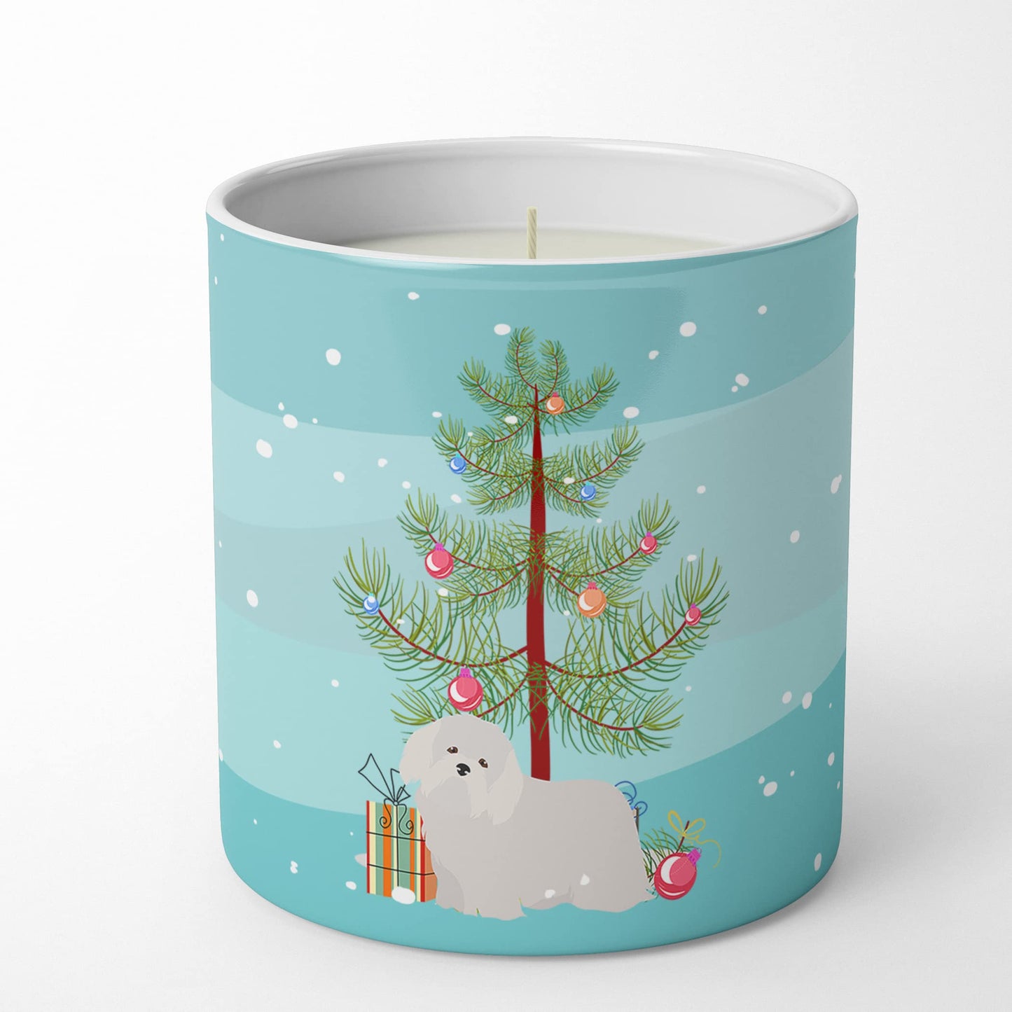 Caroline's Treasures CK3448CDL Coton de Tulear Christmas Tree 10 oz Decorative Soy Candle Nature Soy Wax Essential Oil Home Decor Ideal for Bedroom Kitchen Bath Office Gift, 10 oz