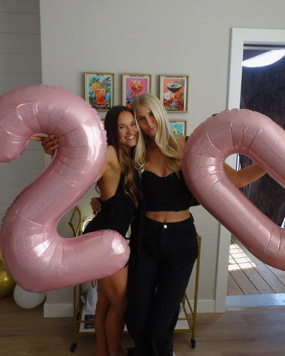 Pearlescent Pink Number 20 Balloons 40 inch, 20 Number Balloons, 20th Birthday Decorations, 20 Year Old Women Pastel Pink Party Supplies