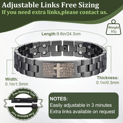 Fashtour Copper Magnetic Cross Bracelet for Men - Ultra Strength Magnetic Mens Cross - With Size Adjustment Tool (Copper CB184U)
