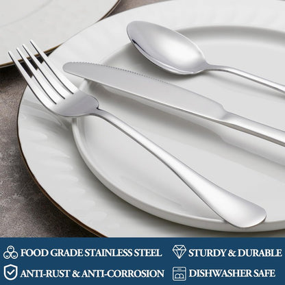 12 Piece Dinner Forks Set, Food-Grade Stainless Steel Silverware Forks, Cutlery Fork, Metal Fork for Home, Kitchen or Restaurant, Mirror Polished, Dishwasher Safe - 8 Inch