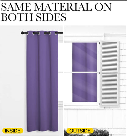 NICETOWN Blackout Curtains for Patio Glass Doors - Privacy Drapes in Lilac Purple, 42" x 90" (1 Pair)