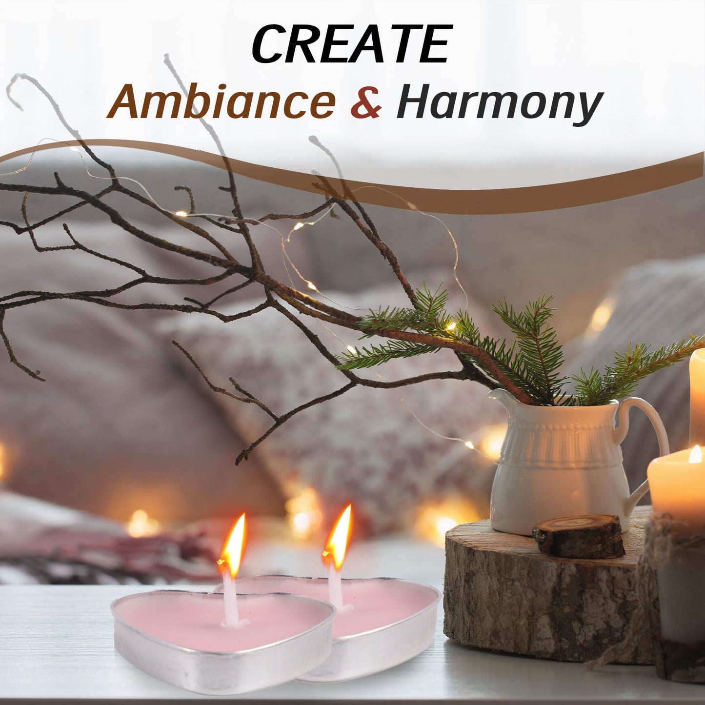Heart Shaped Tealight Candles 50 Packs,25 * 2 Layers Romantic Love Unscented mokeless for Dinner Home Wedding (Pink)
