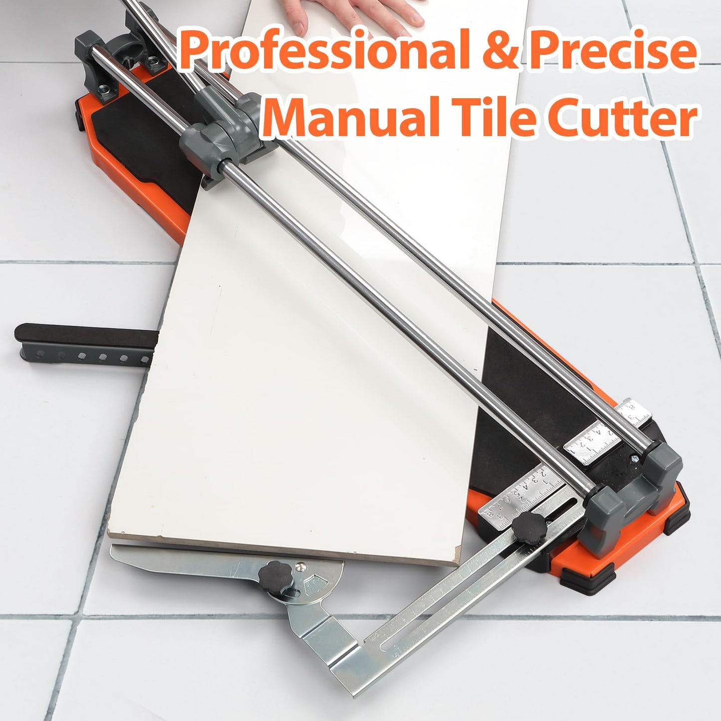 Manual Tile Cutter, 25 Inch Professional Ceramic Tile Cutter with Durable & Sharp Tungsten Carbide Cutting Wheel, Tile Cutter Tools for Cutting Porcelain Floor with Anti-slip Handle & Feet