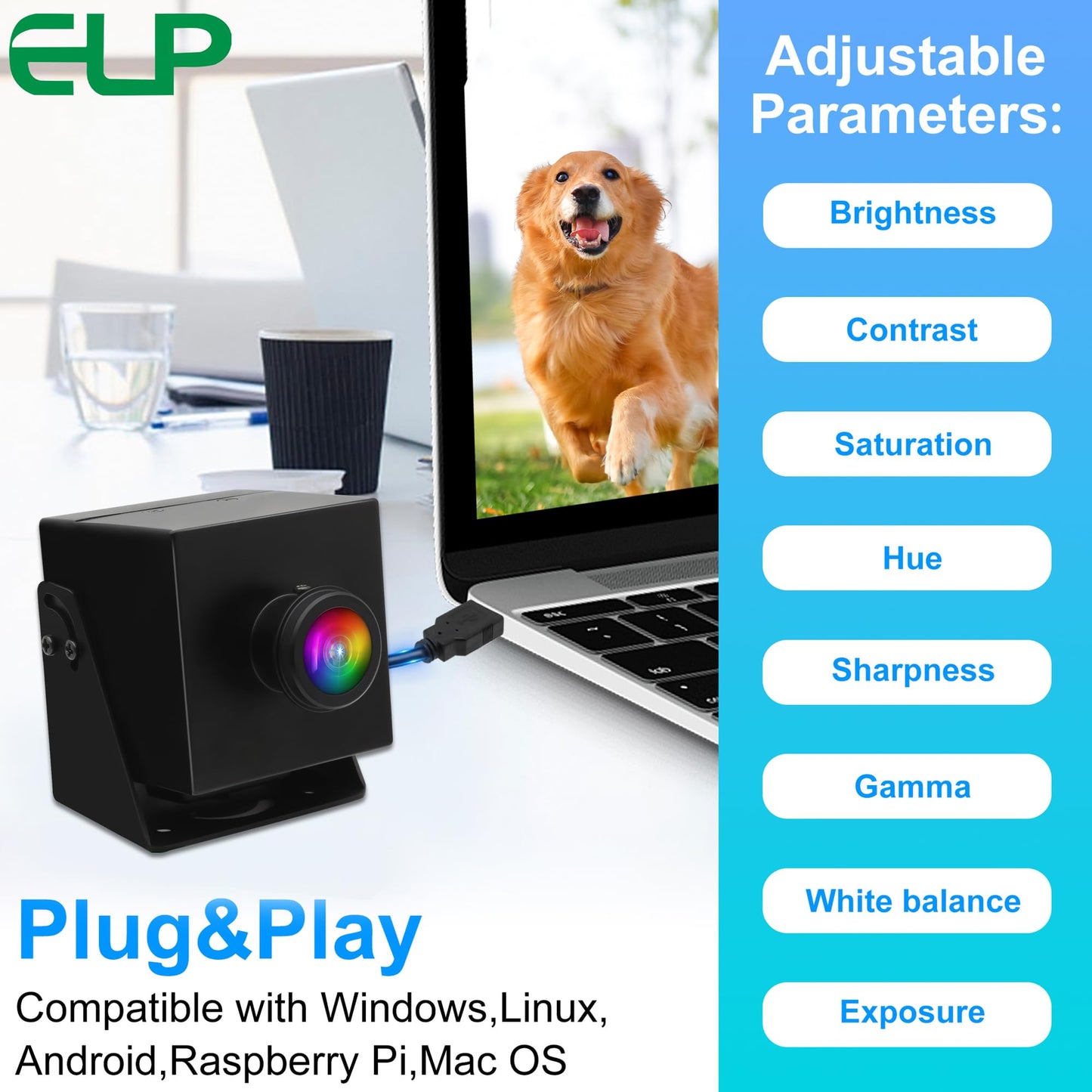ELP 48MP USB Fisheye Webcam for Computer & Laser Engraver - 6000P USB Security Camera for Raspberry Pi (1.56mm Fisheye Lens, 200)
