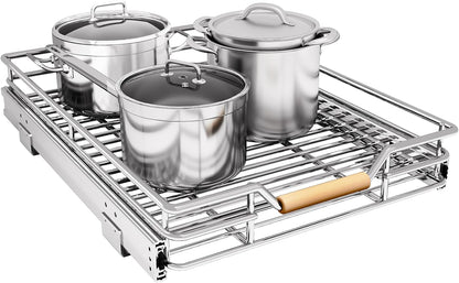 Skiennix Pull-Out Cabinet Organizer - Heavy-Duty Sliding Shelves for Pots & Pans | 15"W x 21"D