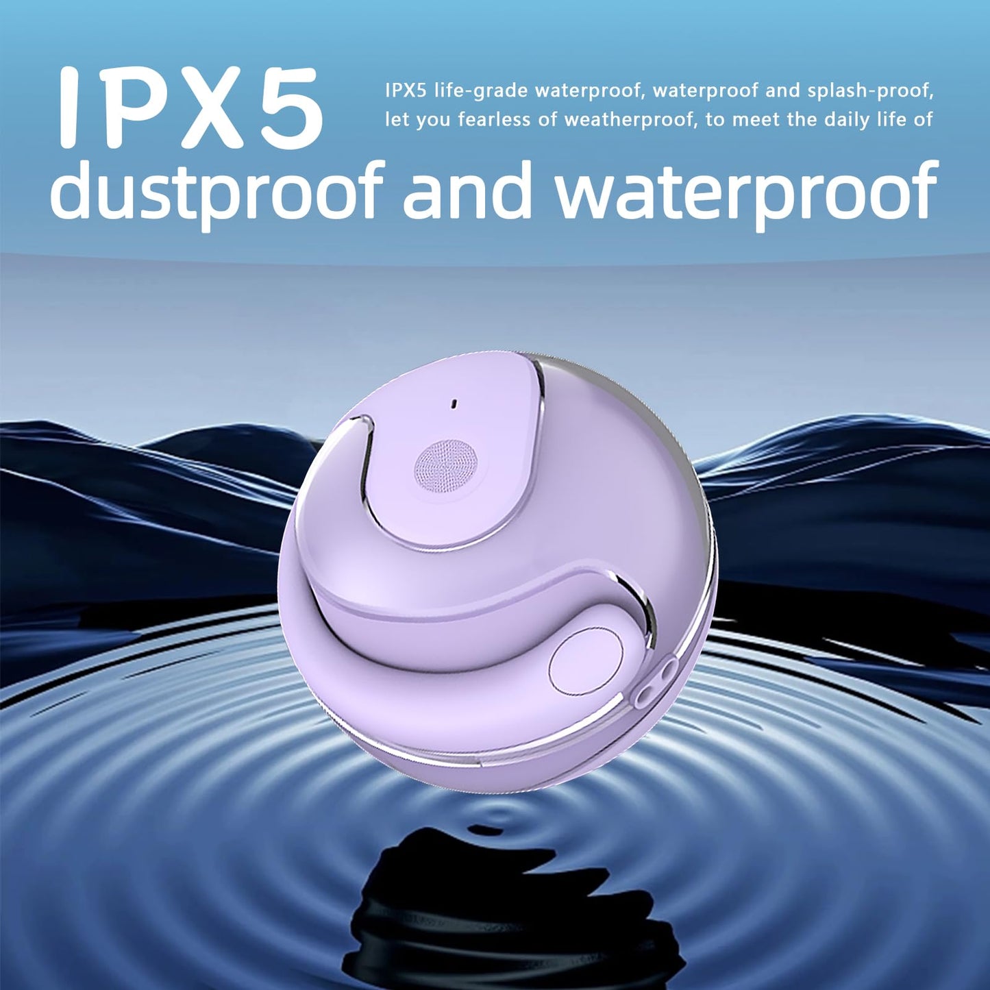 URIZONS Ball Shape Earhook TWS Gaming On Ear Earbuds Wireless Earphones - Low-Latency with Charging case Bluetooth Over Ear Headphones TWS Headset Suitable for Gamers/Runners/Fitters/Sport -Purple