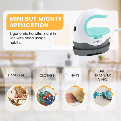 HTVRONT Mini Heat Press Machine, Small Heat Press Portable Iron Press Machine for T Shirts, Hats, Heating Transfer Projects (Bubble Blue)