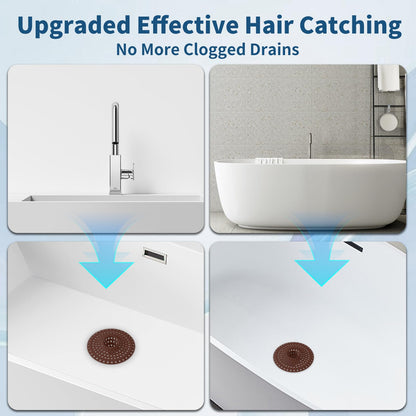 Bathtub Drain Hair Catcher,Tub Shower Drain Hair Trap/Strainer,3PCS Silicone Collapsible Tub Hair Catcher Drain Protector Designed for 1.47" to 1.75'' Regular Drains(Dark Gray)