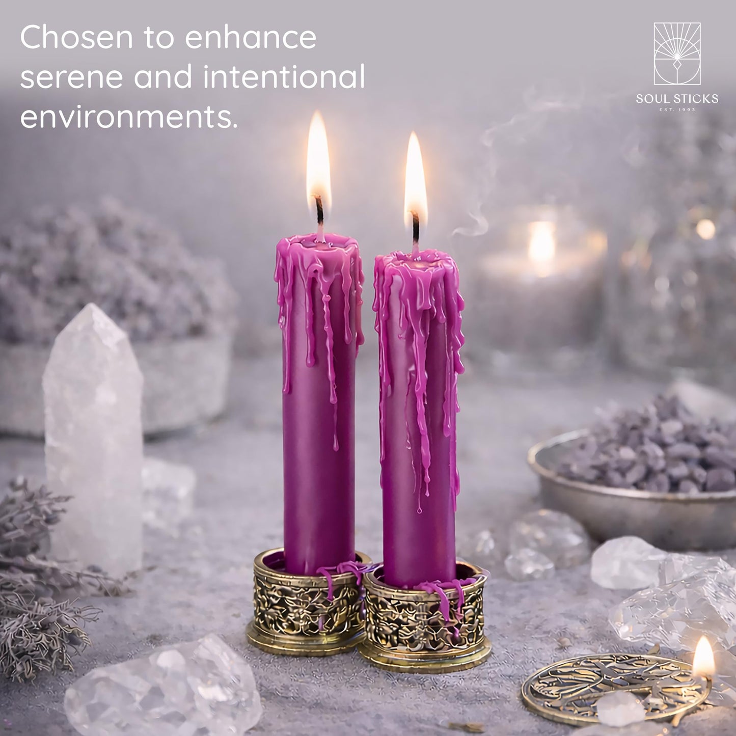 SOUL STICKS Luck Magic Spell Chime Taper Candles 20 Pack - Ideal for Altar, Rituals, Ceremonies, Meditation Pink Candle for Witchcraft Supplies, Wiccan Supplies, Candles Clearance