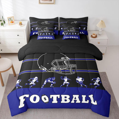 Erosebridal 7 Pieces Bed in a Bag King Comforter Set with Sheets, Football Design Bedding Sets for All Season,1 Comforter, 2 Cushion Covers, 1 Flat Sheet, 1 Fitted Sheet, 2 Pillowcases