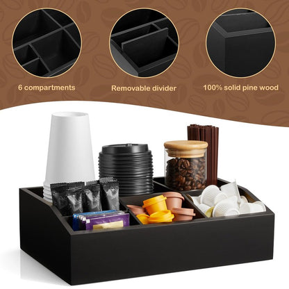 GCWSTJK Black Coffee Station Organizer for Countertop, Coffee Bar Accessories and Organizer, Coffee Pod Holder Storage Basket for K Cup Sugar Tea