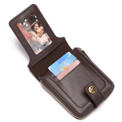 LOUEBICA Wallet Men Leather Bifold Wallets For - Flap ID Window Zip Coin Pocket Mensr Wallets - Big Capacity Credit Card Travel Wallet
