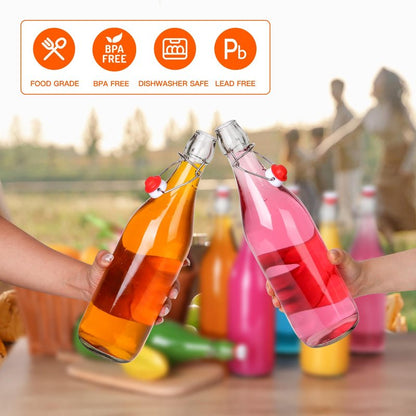 Alotpower Flip Top Glass Bottle 32oz 6Pack, Swing Top Glass Bottles with Airtight Flip Lids for Vanilla Extract Bottles/Home Brewing/Beverages/Oil (32 fl. oz, Set of 6)