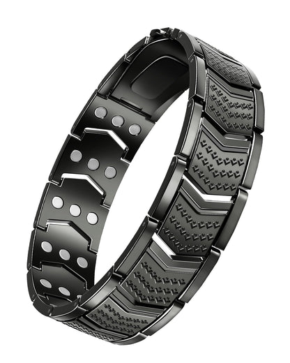 vapeples 99.99% Pure Copper Men's Bracelet with 3800 Gauss Triple-Strength Magnets, Foldover Clasp, and Adjustable Size,Shield Design