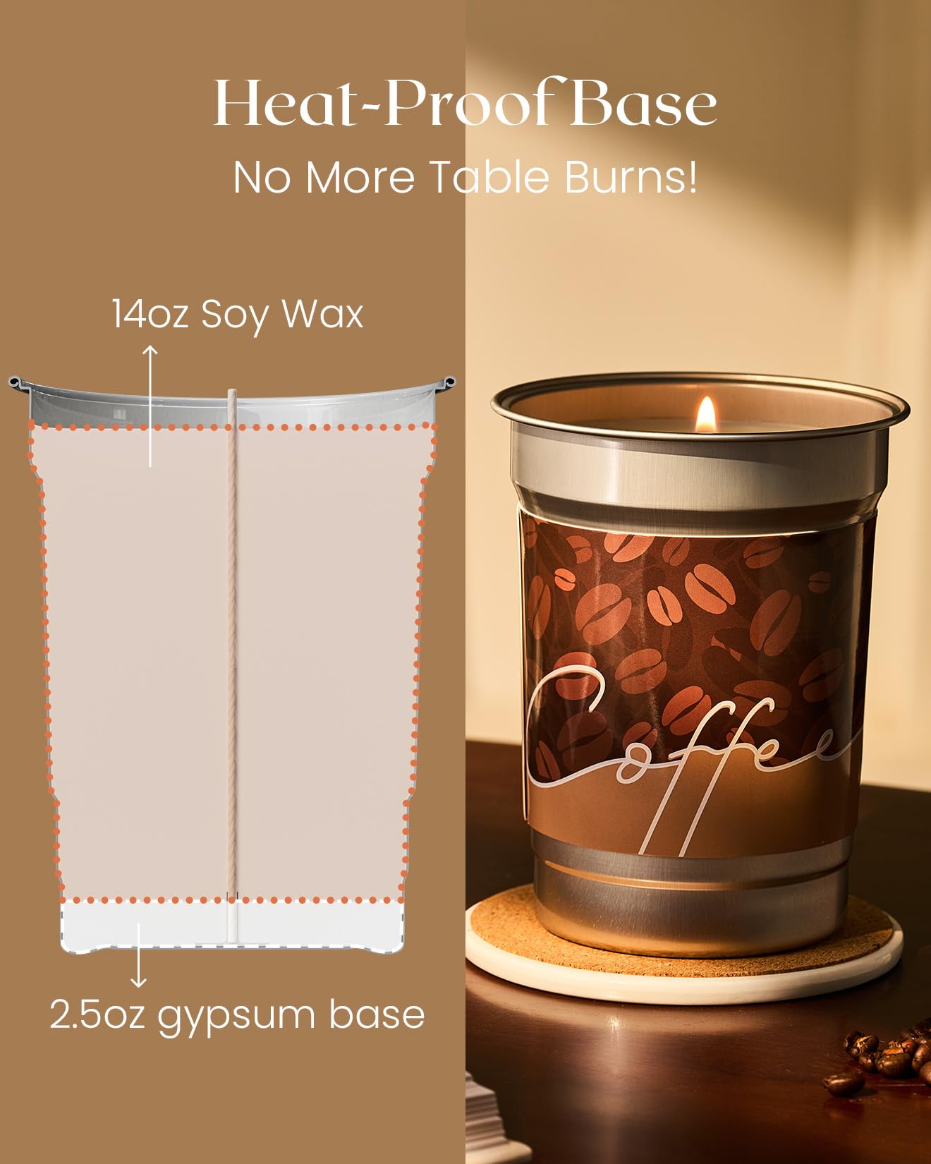 M&SENSE Coconut Latte Scented Candle, Soy Wax, 16.2oz