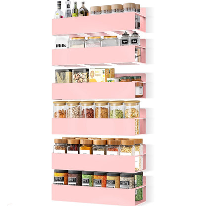 Magnetic Spice Rack Organizer for Fridge Seasoning Organizer for Kitchen storage with Screw Magnetic Shelf with Hook for Refrigerator and Oven (6pack)