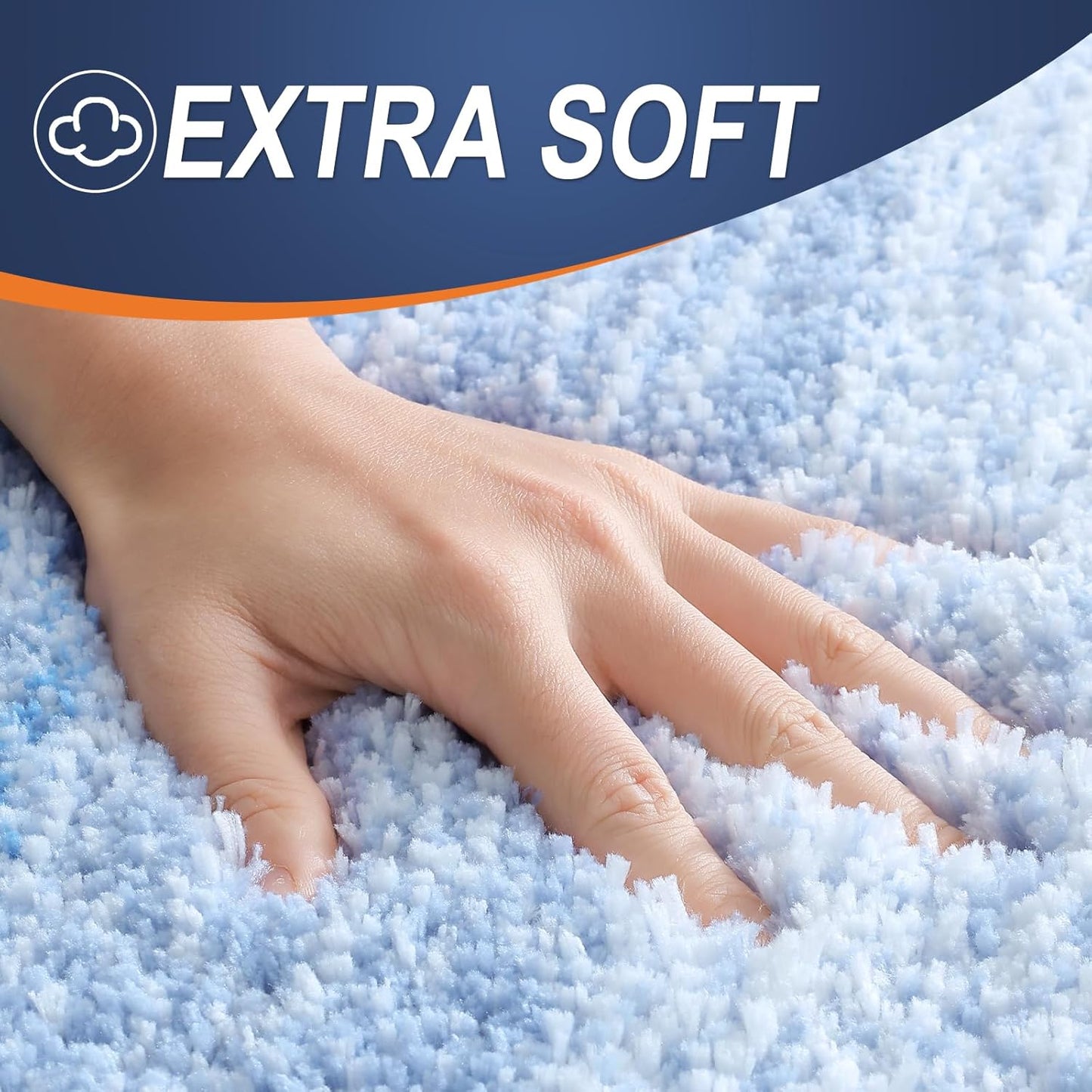 OLANLY Bathroom Runner Rug - Extra Soft Microfiber Mat | Quick Dry, Washable, 47x17, Light Blue