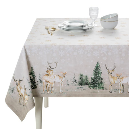 Maison d' Hermine Table Cloth Square Table 100% Cotton 60 x 60 Inches Fall Tablecloth Reusable Everyday Use for Thanksgiving Christmas Decorations Dining Farmhouse Party (Deer in The Woods)