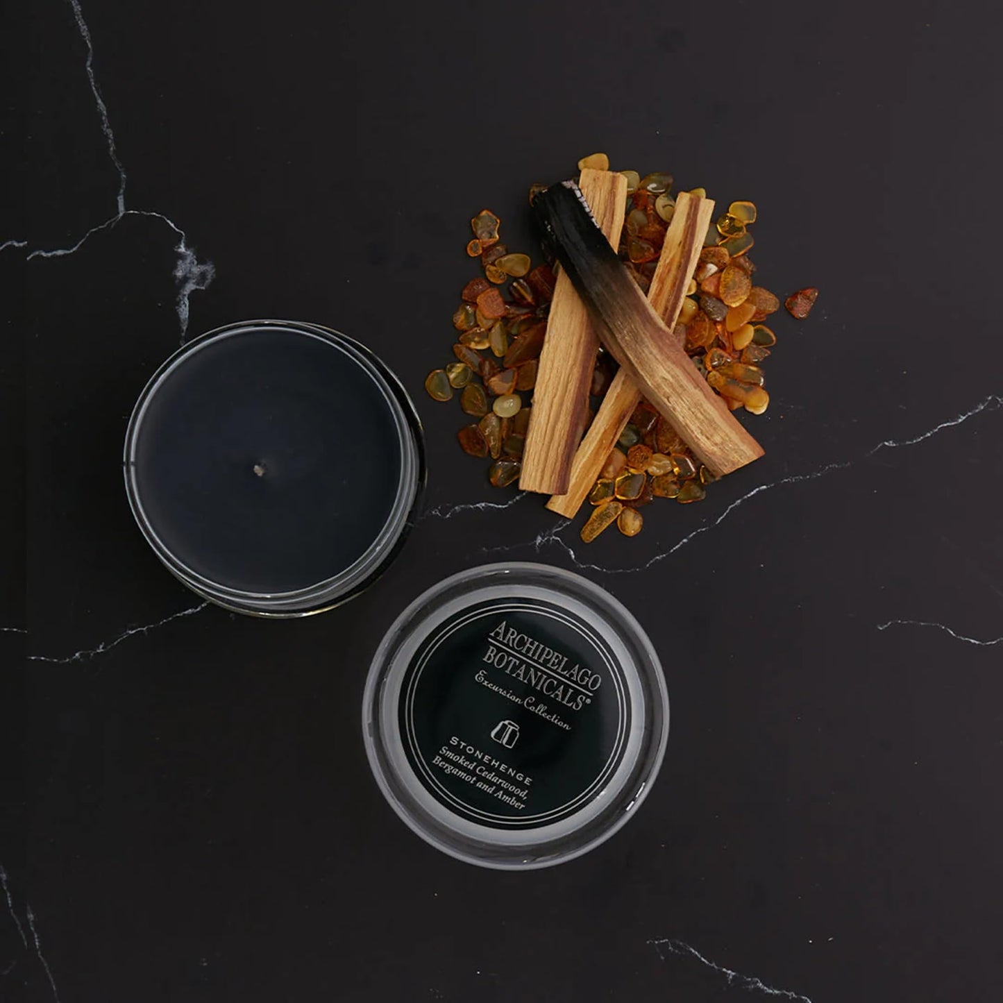 Archipelago Botanicals Stonehenge Glass Jar Candle, Cedarwood, Citrus Bergamot and Amber Scent, Lead-Free Candle Wicks, Burns Approx. 60 Hours (8.6 oz) (Pack of 2)