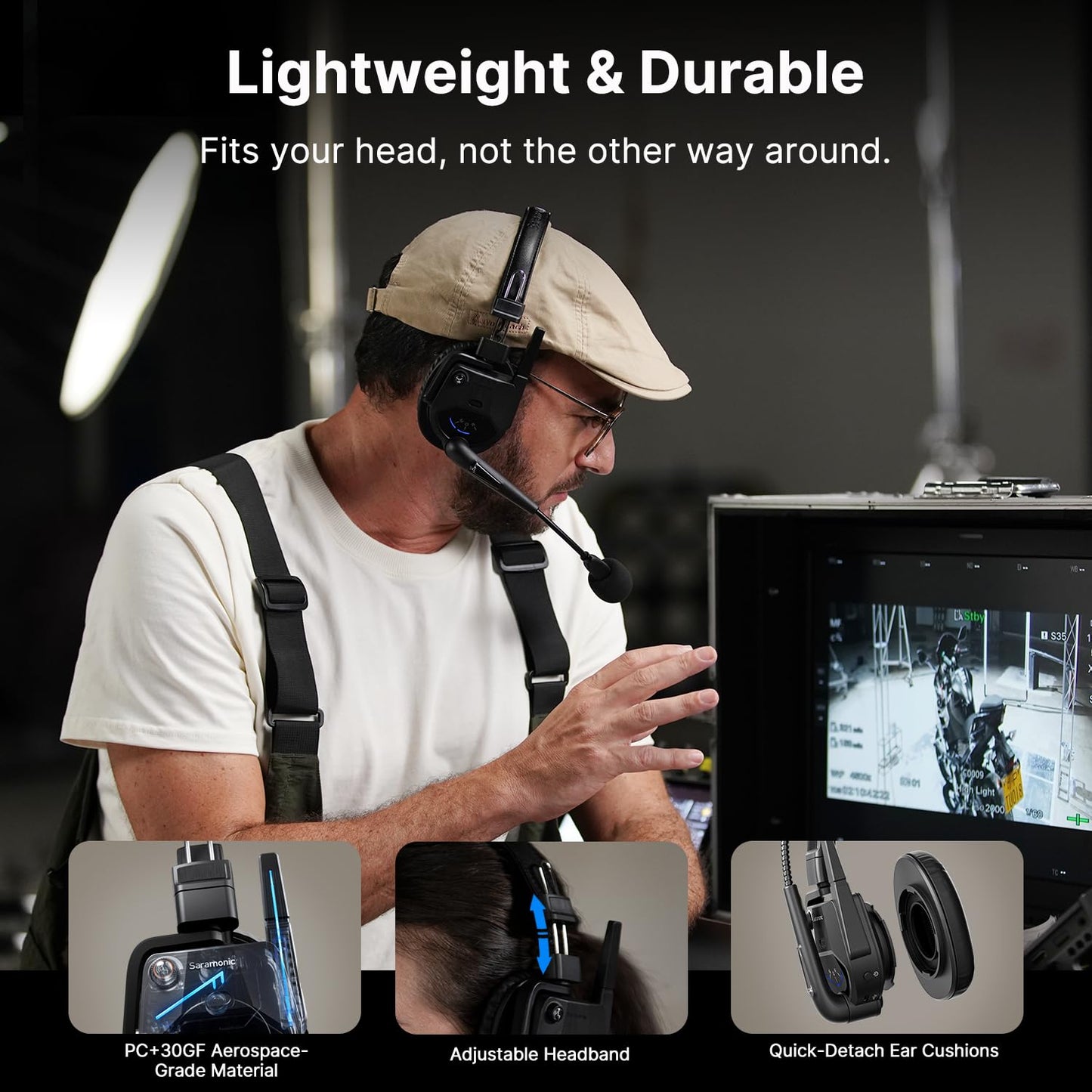 Saramonic WiTalk9SE-4S Wireless Intercom Headset System, 4 Person Full-Duplex 2.4GHz Wireless Single-Ear Noise-Canceling Headset Intercom System for Event TV Documentary Production
