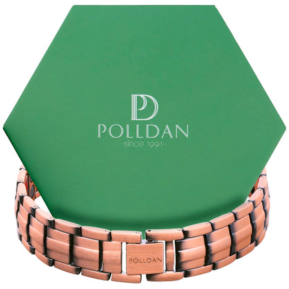 POLLDAN Copper Bracelet 6200 Gauss Power | Mens Bracelet 99.99% Pure Copper | Magnetic Bracelets for Men with Adjustable Fit & Sizing Tool | Stylish Men's Copper Jewelry | Copper Gifts for Him (2X Pure Copper)