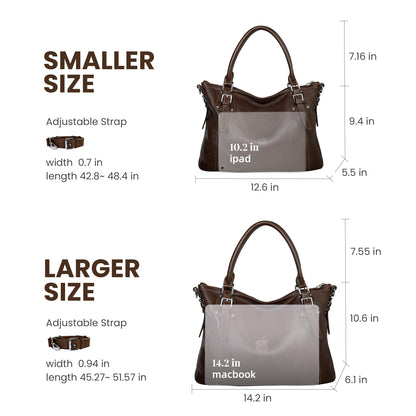 HESHE Genuine Leather Purses and Handbags for Women Tote Shoulder Bag Satchel Designer Purse Top Handle Bags Hobo Crossbody Purse (Large,Coffee)