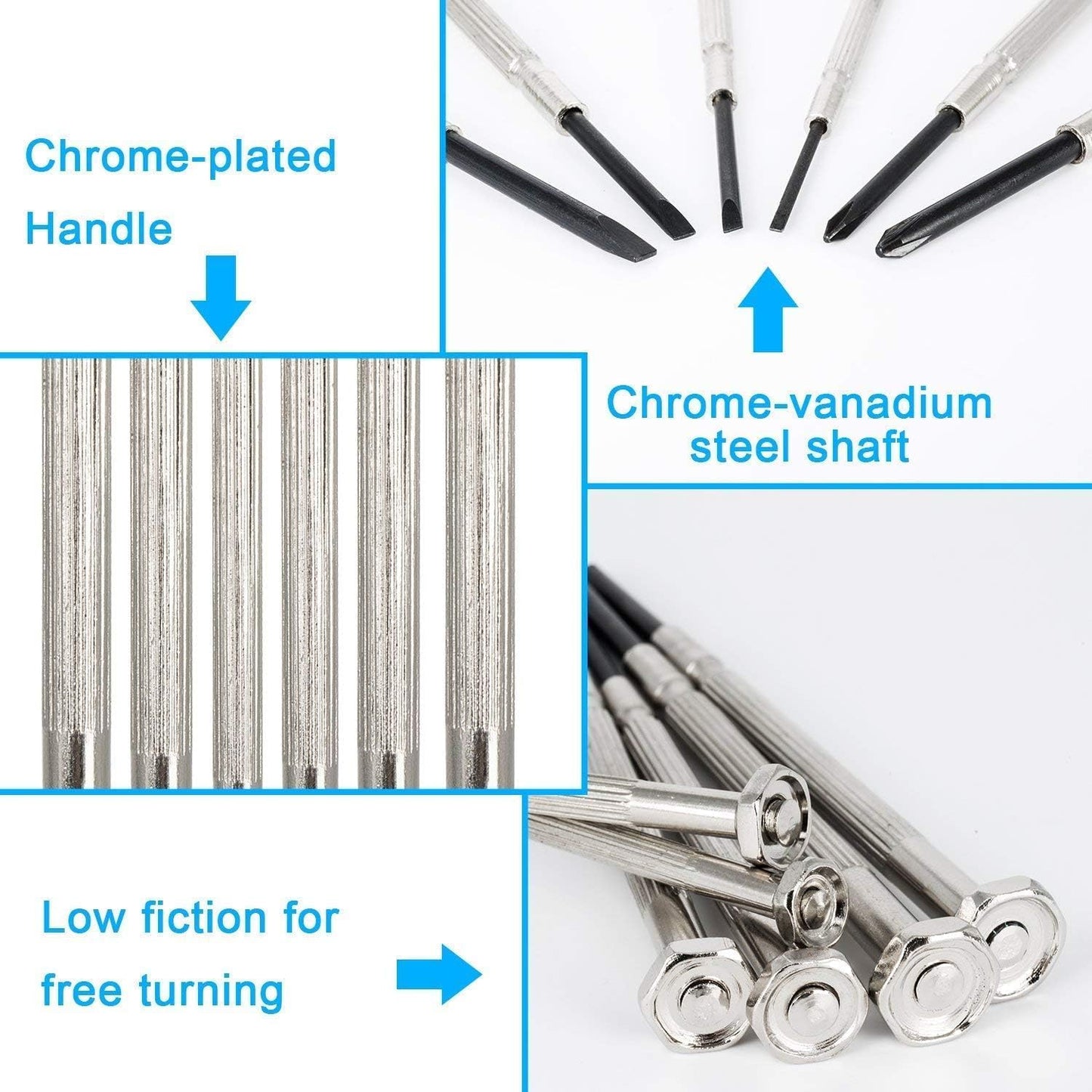 6Pcs Small Screwdriver Set, Mini Screwdriver Set, Eyeglass Repair Screwdriver with 6 Different Size Flathead and Philips Screwdrivers, Ideal for Watch, Jewelers