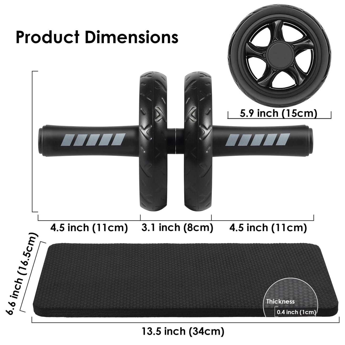 Arespark Ab Roller Wheel, Home Gym Equipment for Core Workout, No Noise Exercise Wheels with Knee Pad, Fitness Training Wheel Abs Workout Equipment for Sports