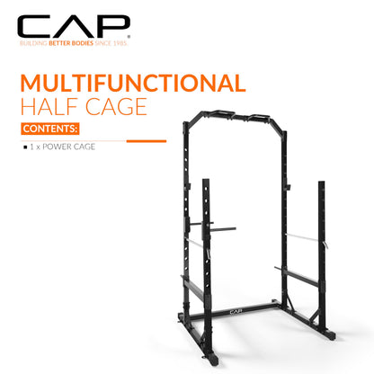 CAP Barbell Multi-Use Power Rack – Heavy-Duty Power Cage with Pull-Up Bar, Dip Handles, and J-Cup Catches – Strength Training Gym Rack for Home or Garage Gym | Red