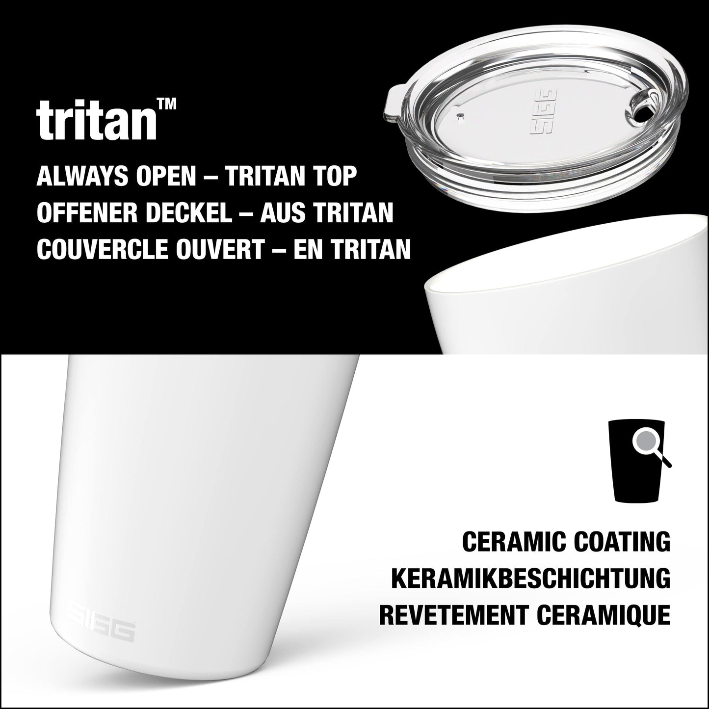 Sigg - Neso Pure Cream Coffee Travel Mug - With Tritan Lid - Dishwasher Safe - Lightweight - BPA Free - 18/8 Stainless Steel - White - 14 Oz