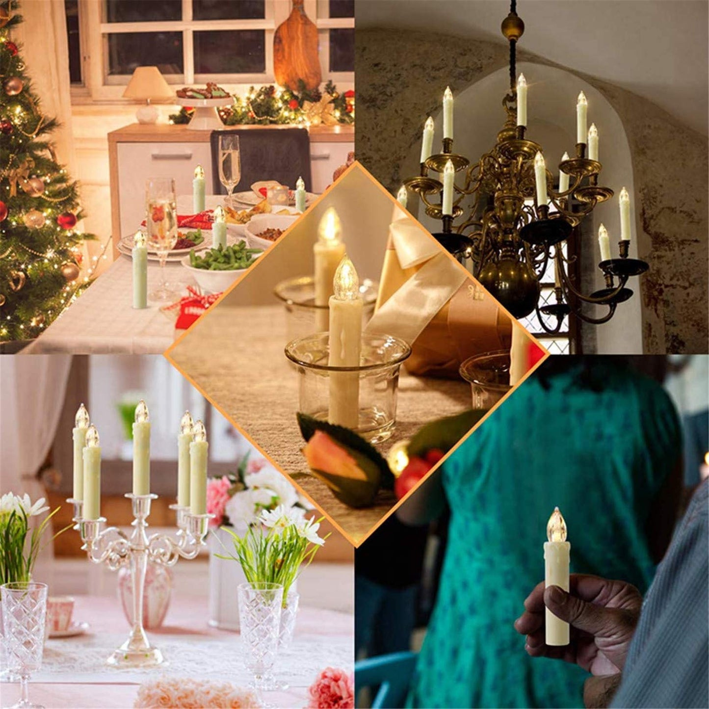 MIXALY 12 PCS Flameless Window Candles - Ivory Battery Operated LED Taper with Remote Updated Timer Function - Christmas Candles Warm White - Perfect for Wedding/Birthday/Party Decor