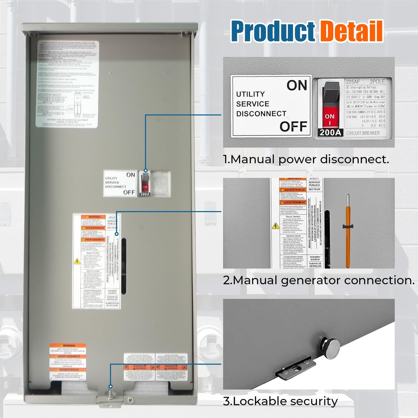 200 Amp Automatic Transfer Switch Replacement for Generac RXSW200A3 - Service Entrance Rated - NEMA 3R Outdoor Aluminum Enclosure - Compatible with Evolution or Nexus Controllers