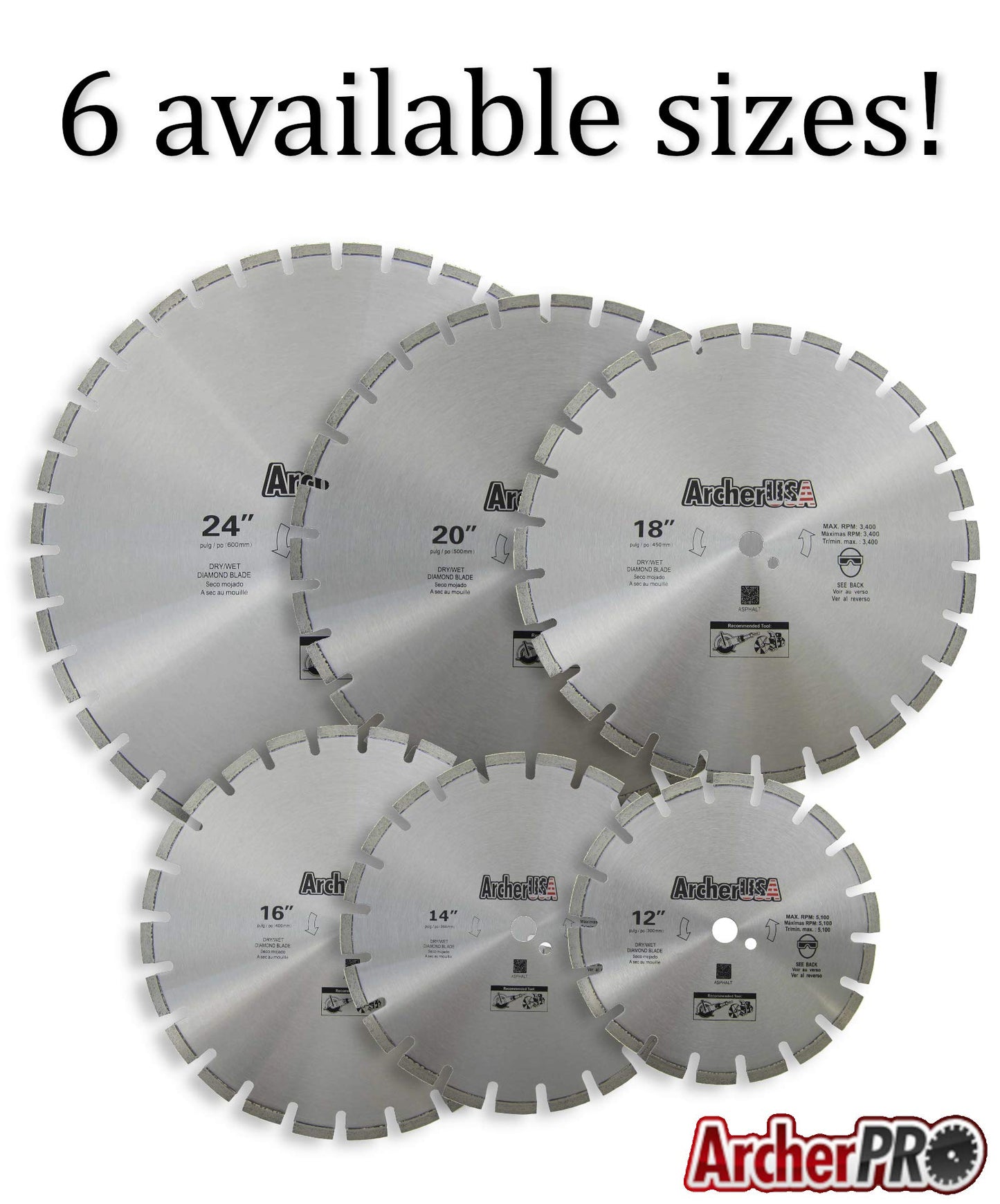 Archer Pro 24" Diamond Saw Blades for Fast Asphalt Cutting and Green Concrete Cutting