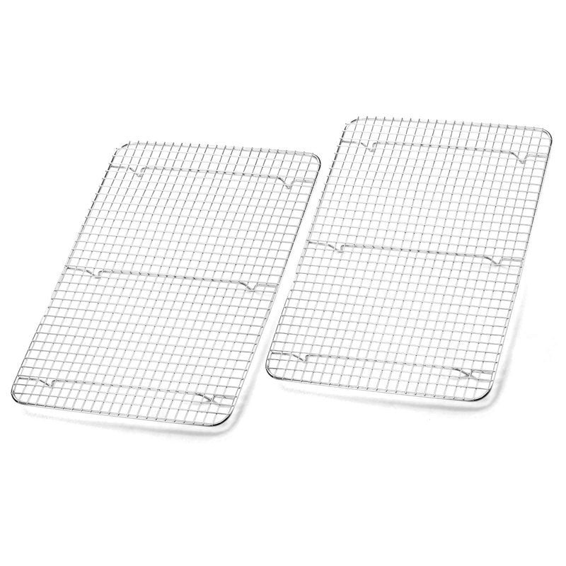 Foraineam 2-Pack Stainless Steel Cooling Rack, 11.5 x 16.5 inch Large Baking Rack Fits Half Sheet Pans, Oven Safe Wire Rack for Cooking, Roasting and Drying