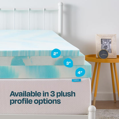 Linenspa 2 Inch Gel Memory Foam Mattress Topper - Twin Size, Cooling & Pressure Relieving | CertiPUR Certified