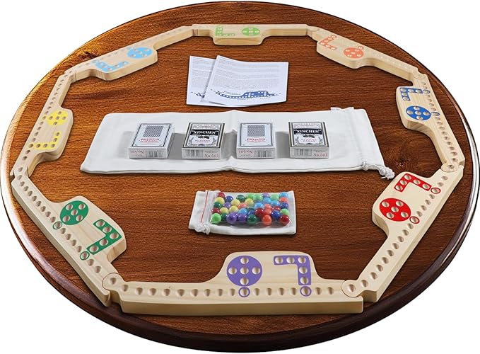 Jokers and Marbles Board Game - Wooden Travel Game for 2-8 PlayersCard and Marble Gamewith 8 Game Boards 4 Cards 40 Marble - for Travel &amp Parties and Family Nights