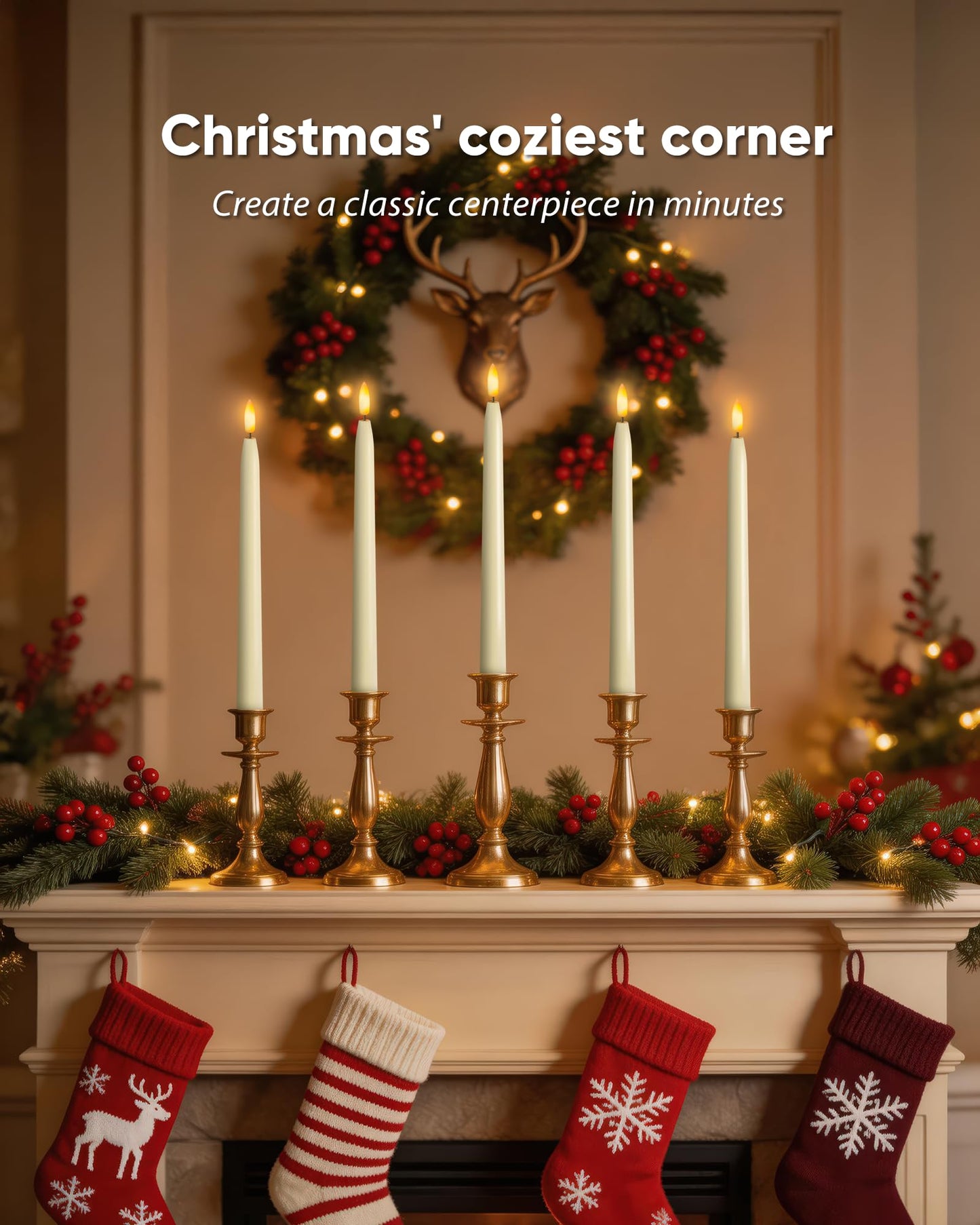 Homemory 11 inches Waxy Flameless Taper Candles with Remote Timer Dimmer, 12 Pcs Battery Operated Taper Candles with Flickering Flame, Ivory LED Candlesticks for Wedding, Christmas Indoor Decoration