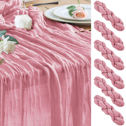 Wokceer Cheesecloth Table Runner 6Pack 10FT Pink Boho Gauze Cheese Cloth Table Runner for Party Long Rustic Sheer Table Runners for Baby Bridal Shower Wedding Easter Table Decor