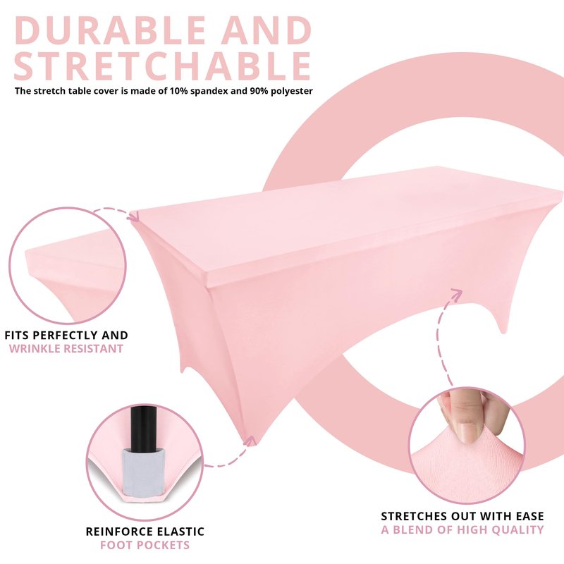Utopia Kitchen Spandex Tablecloth 2 Pack [4FT, Pink] Tight, Fitted, Washable and Wrinkle Resistant Stretch Table Cloth Rectangle Cover for Trade Show, Weddings & Parties [48Lx30Wx30H Inch]