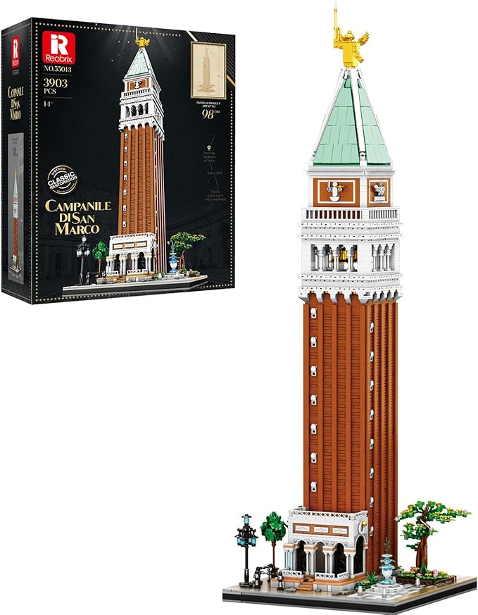 Reobrix Architecture Building Set for Adults – Venice Landmark Tower St. Mark’s Campanile Model Kit Creative Home Office Decor Toy Great Gift Idea for Teens 14+