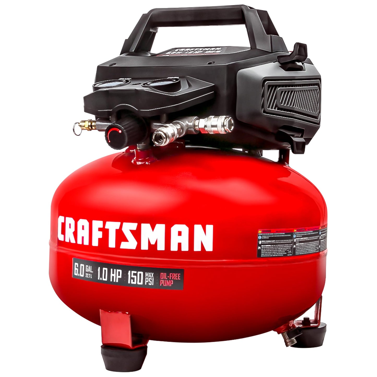 Craftsman Air Compressors 6 Gallon Portable Pancake Air Compressor,Oil Free Max 150 Psi 1.0HP 2.6 CFM@90PSI Electric Air Compressor Shop Air Compressor, CMXECXA02106410