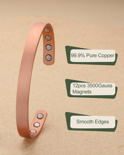 MagEnergy Copper Bracelet & Lymphatic Drainage Ring for Men Women, 99.9% Pure Copper Magnetic Bangle with 3500 Gauss Magnets, Adjustable Copper Cuff Jewelry Gift
