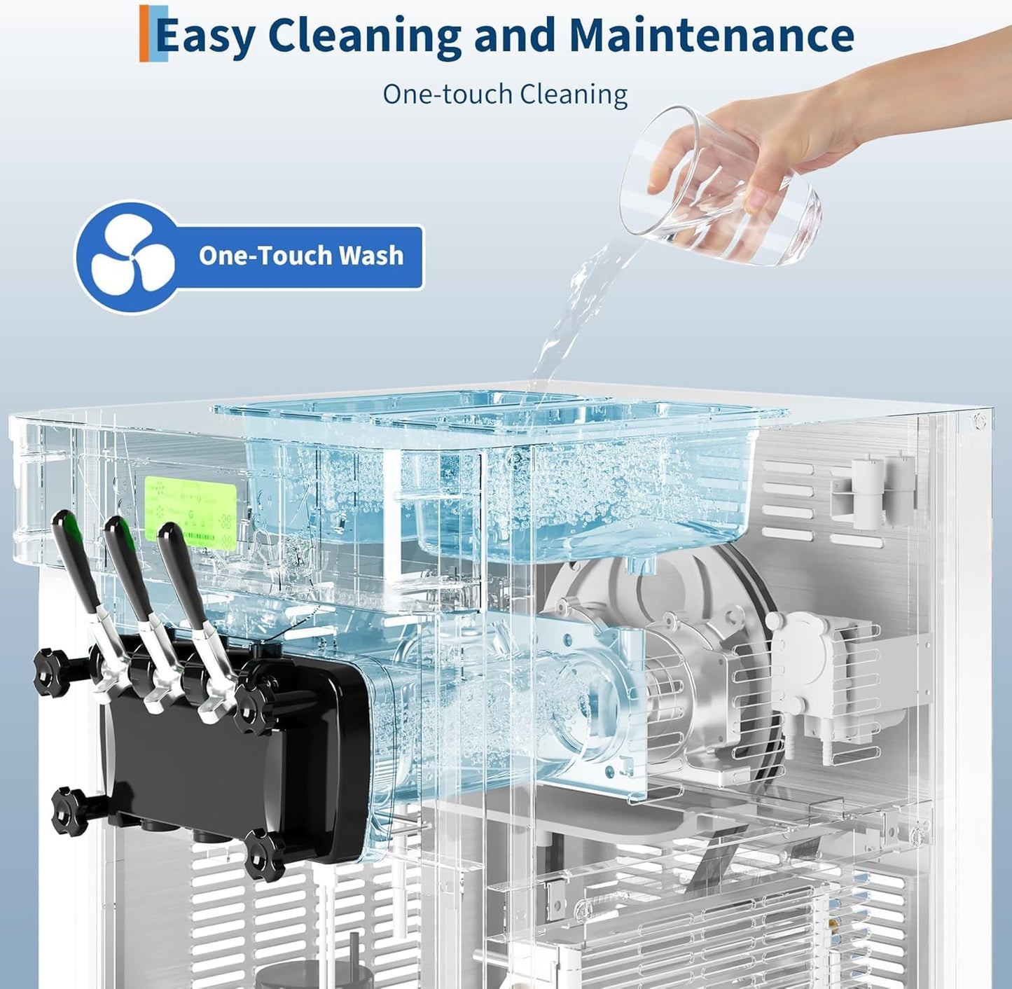 1800W Commercial Ice Cream Machine 2+1 Flavors, 5.8-7.9 Gal/Hr Soft Serve Ice Cream Maker with Auto Clean Function, LED Display, Easy Operation High Productivity for Restaurant Home Kitchen Snack