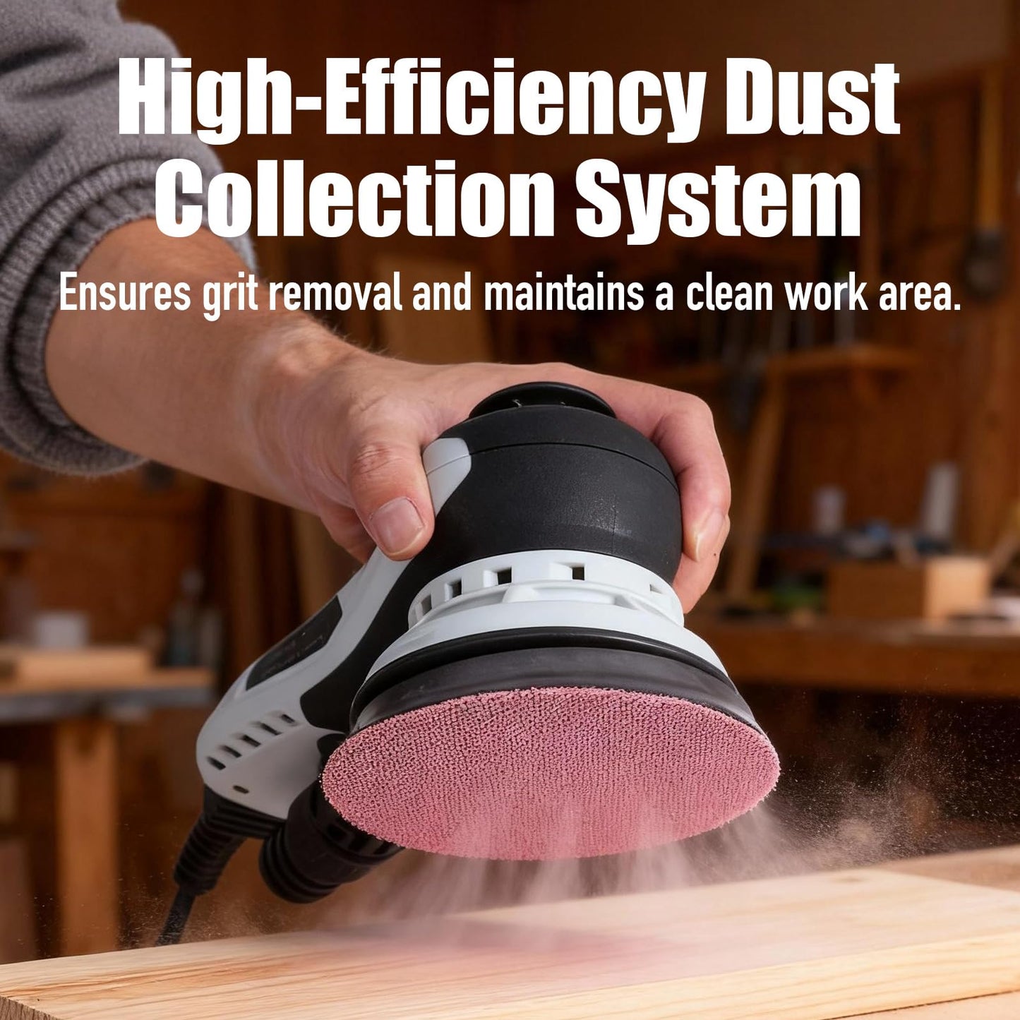 Autolock Electric Random Orbital Sander, 350W Brushless Motor with 5 & 6 Inch Pads, 10000RPM Palm Sander for Woodworking, Sanding and Polishing (1pcs)