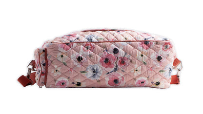 Maison d' Hermine Weekend Duffel Bags for Women Cotton Quilted Overnight Luggage Weekend Bag for Men Gym Sports Gifts Travel Business Travellers Trip Spring Summer (Romantic Poppy - Saumon)